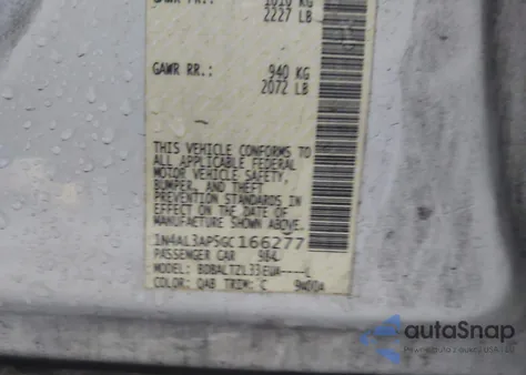 2016 Nissan Altima 2.5 Sl z USA, uszkodzony, nr VIN 1N4AL3AP5GC166277